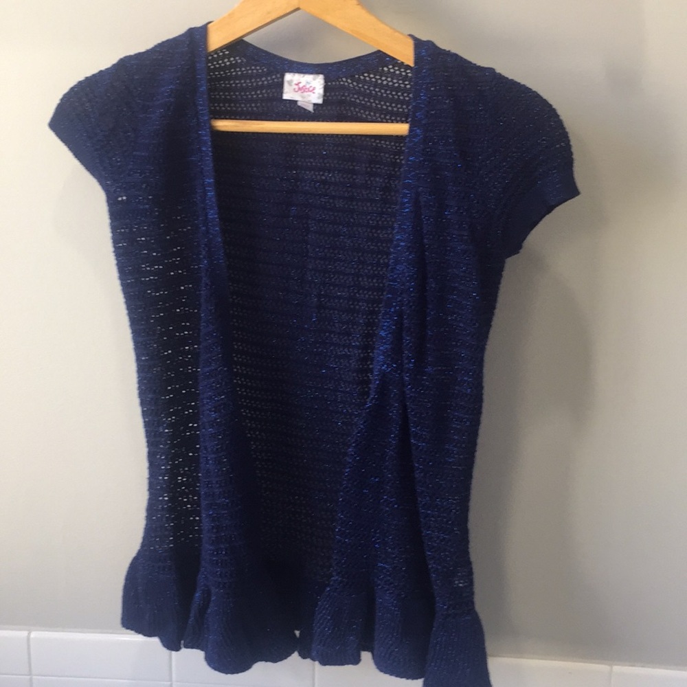 Justice Open Knit Sleeveless Buttonless Cardigan